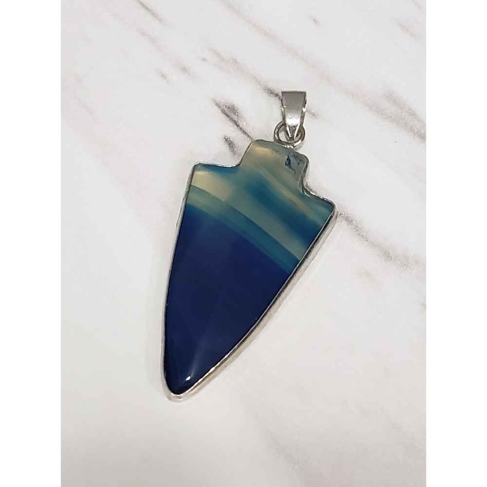 Blue Agate Arrowhead Necklace Pendant southwest stone surfer y2k 90s vintage